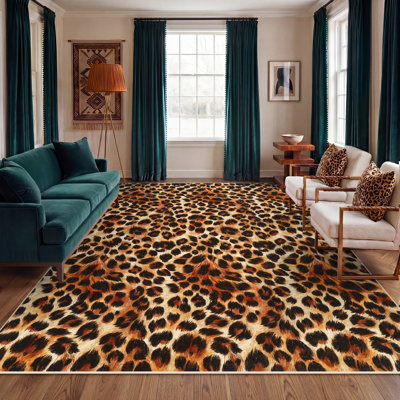 Tapis à imprimé léopard 5 x 7/8 x 10 po, tapis de guépard lavable à la machine pour la chambre à coucher, tapis antidérapant avec envers en caoutchouc pour l'entrée de la salle à manger, certifié Oeko-Tex