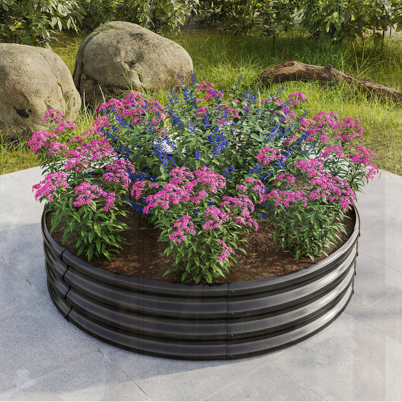 Lit rond surélevé Garedn, H 11,42 po x l 47,24 po x P 47,24 po, Noir