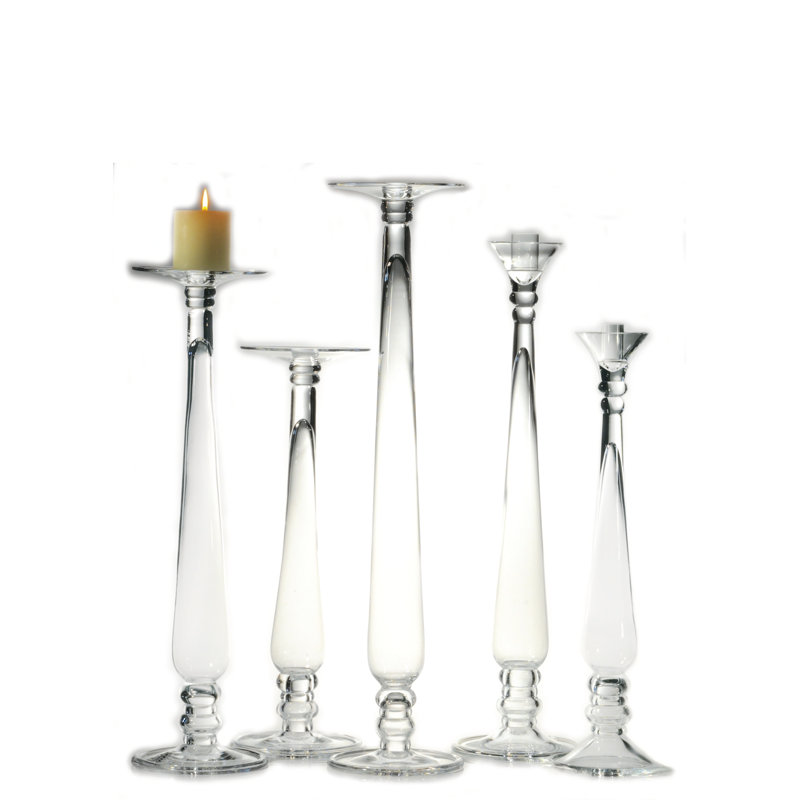 Chandelles en verre pilier Bonaparte, H 25 po x l 7,25 po x P 7,25 po