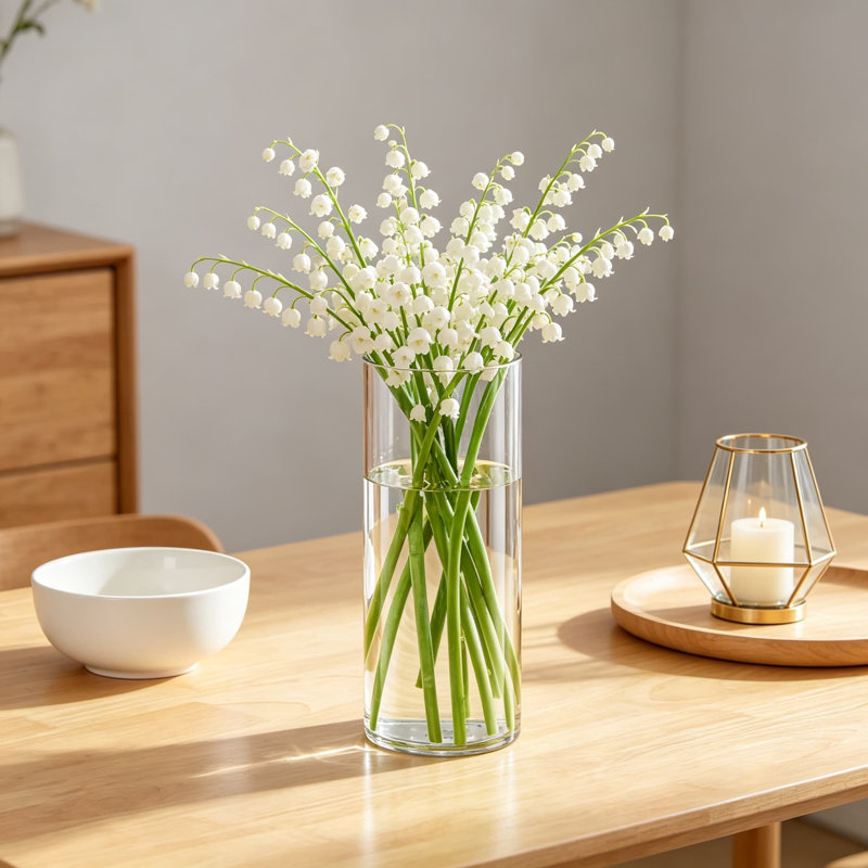 Ensemble de vases cylindriques en acrylique avec porte-tiges spiralées Ikebana
