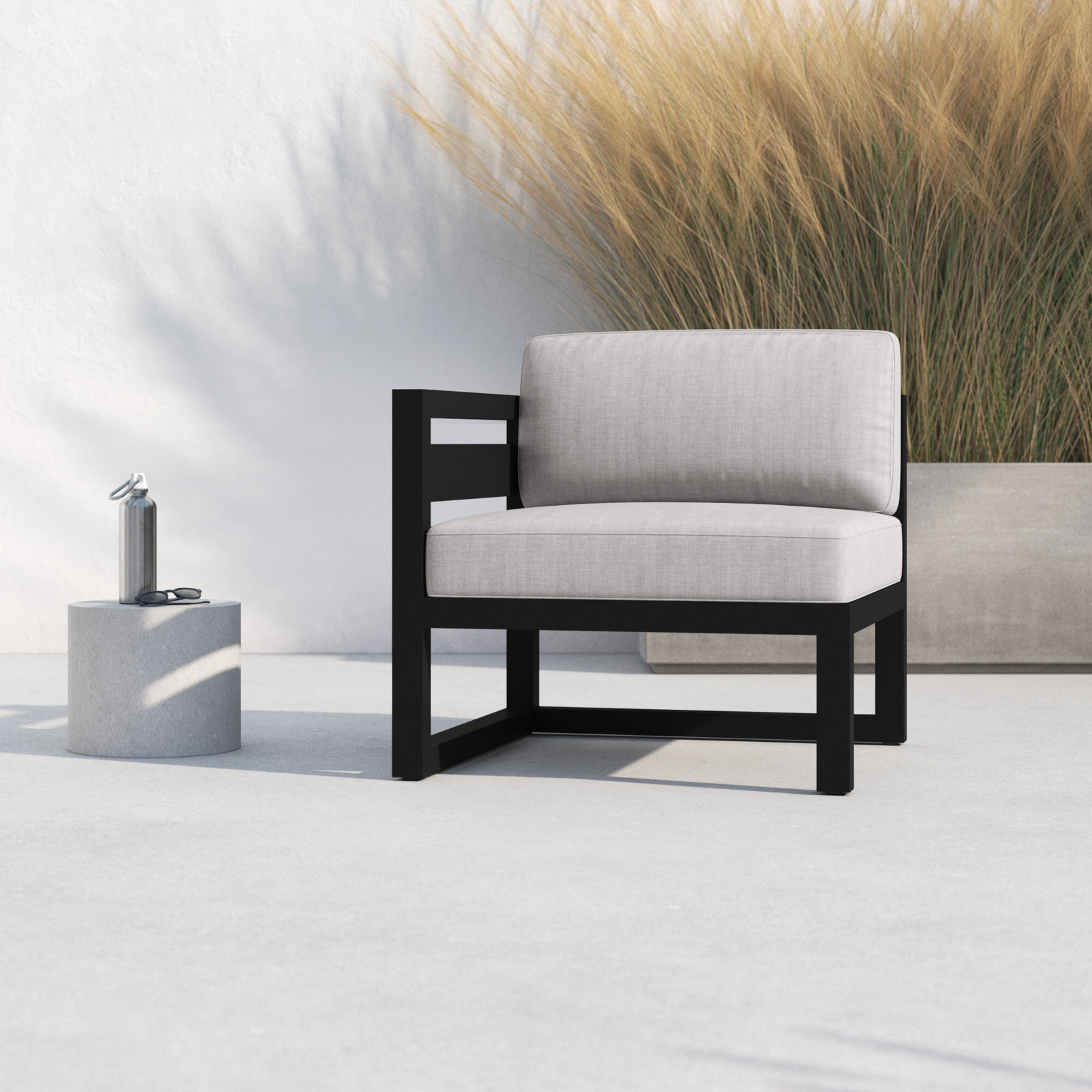 Smith Sunbrella® Patio Lounge Chair, Cast Silver, Black