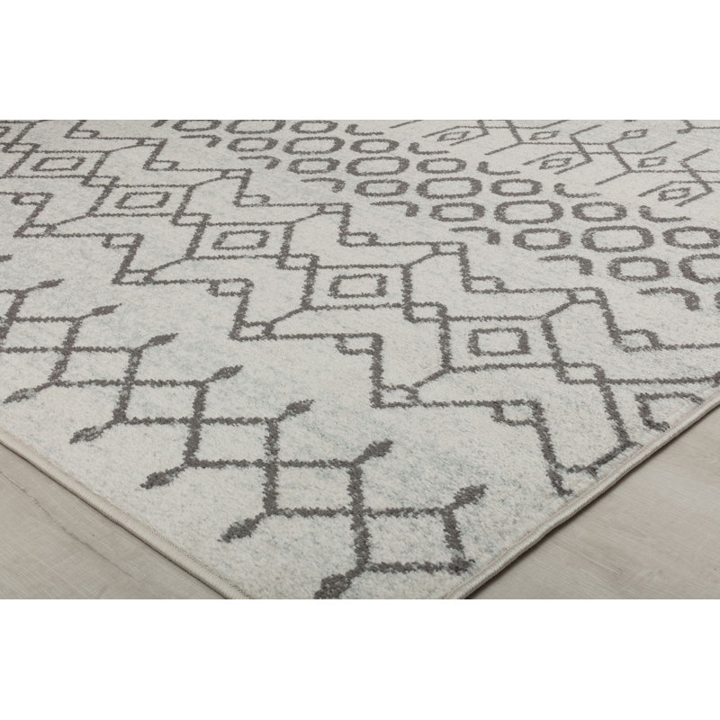 Ildiko KN40B Etheral Light Moroccan Tribal White Area Rug, 5'0" X 7'0", Rectangle 8'3" x 10'