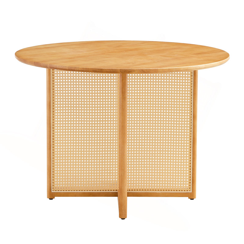 Table ronde en bois massif de noyer chinois rétro, table simple en imitation rotin moderne, table en bois, Bois