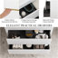 Meuble-lavabo mural 36 po avec lavabo, meuble de rangement flottant pour salle de bain avec comptoir en résine de pierre et tiroirs à fermeture en douceur, blanc brillant-354461662-354461603