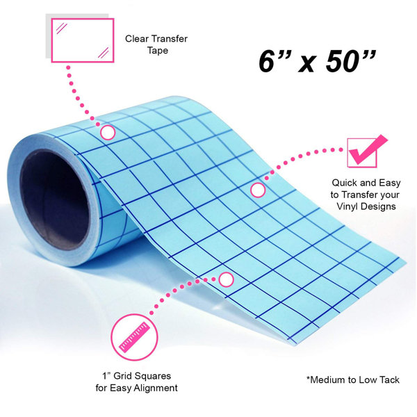 Craftopia 12x12 Transfer Tape for Permanent Vinyl With Alignment Grid,  Blue 1-piece