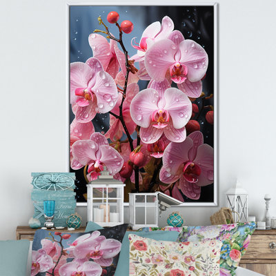 Orchidées roses, orchidées roses, fusion néon II sur toile