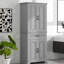 Armoire de salle de bain grise avec dispositif de basculement pour installation facile-841803229
