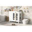 Rangement de meuble-lavabo moderne de 36 pouces avec 3 tiroirs, portes en verre double, structure en bois massif, lavabo en céramique, espace généreux, verre translucide à fermeture en douceur 2 pas facile à fendre, style, espace pour