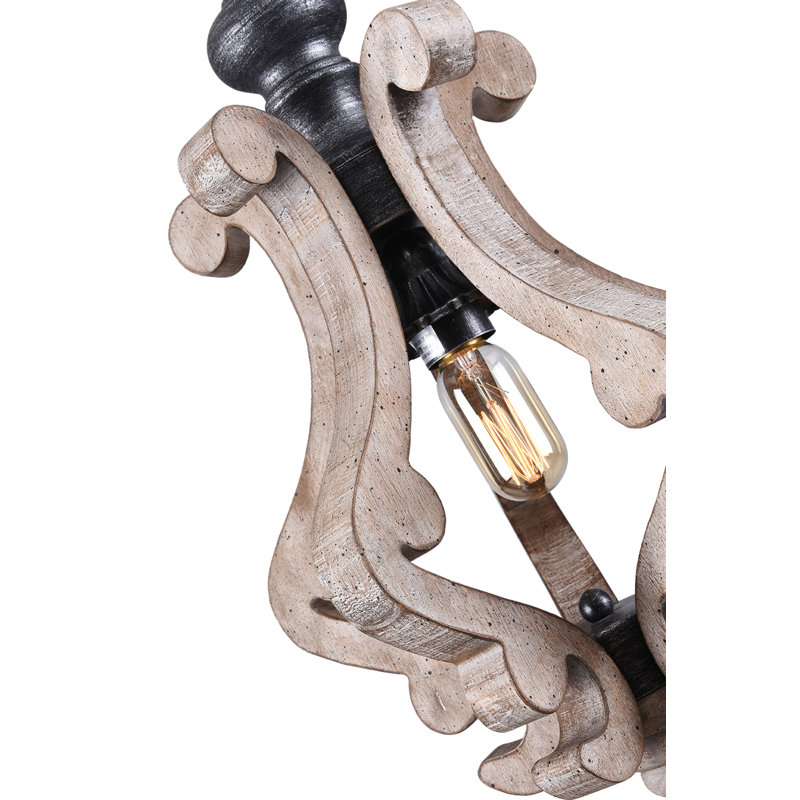 Lustre géométrique unique à 1 lumière Pablo, Bois patiné