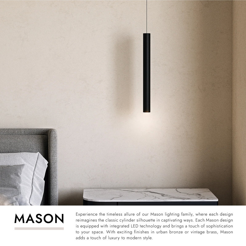 Mason 1 - Light LED Pendant, Urban Bronze