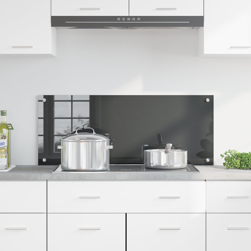Kitchen Backsplash Tempered Glass, Grey, 40 x 100 cm