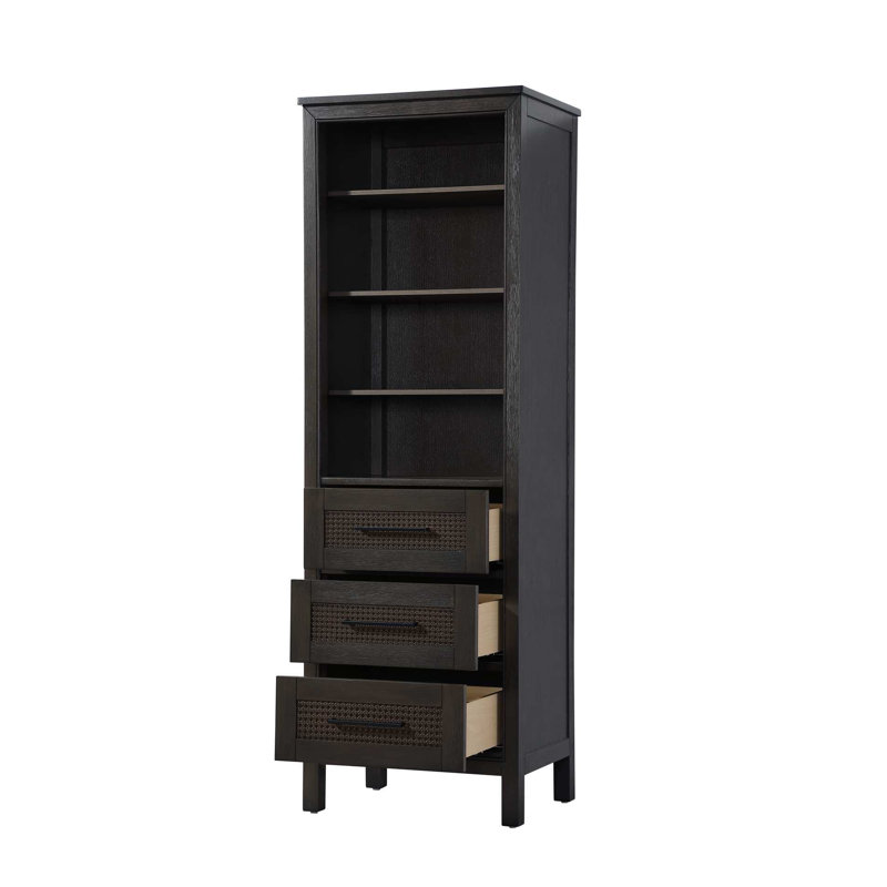 Armoire de rangement ouverte 24 pouces en chêne chocolat, H 72 po x l 24 po x P 72 po, Chêne chocolat