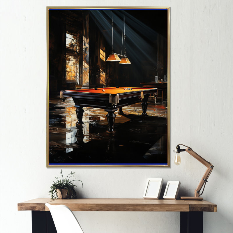Impression sur toile Billard Shadows In Motion II - Sports, Cadre flottant doré, H 20 po x l 12 po x P 1 po
