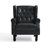 Duward Faux Leather Black Button Tufted Wingback Accent Chair with Rolled Arm and Thick Padded Cushion-465611256