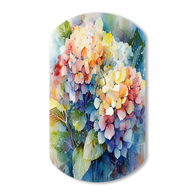 Art mural asymétrique en métal Creswell - Hydrangea Cylinder Shape, H 43 po x l 23 po