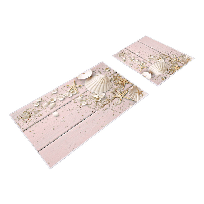 Ensemble 2 tapis de bain, Rose / jaune