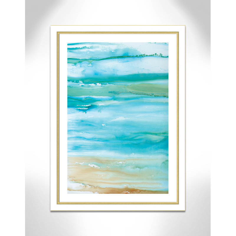Coastal Abstract II - peinture encadrée, Cadre blanc et or, H 43,75 po x l 31,75 x P 1,13 po