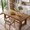 Table de salle à manger 63 "en bois massif Farmhouse pour 4 à 6 personnes avec plateau épais et base en tréteaux