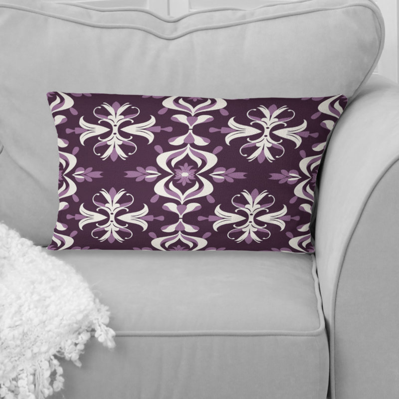 Coussin lombaire mauve damassé Elegance