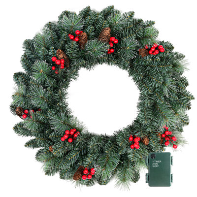 24 " Pre-Lit Spruce Wreath
