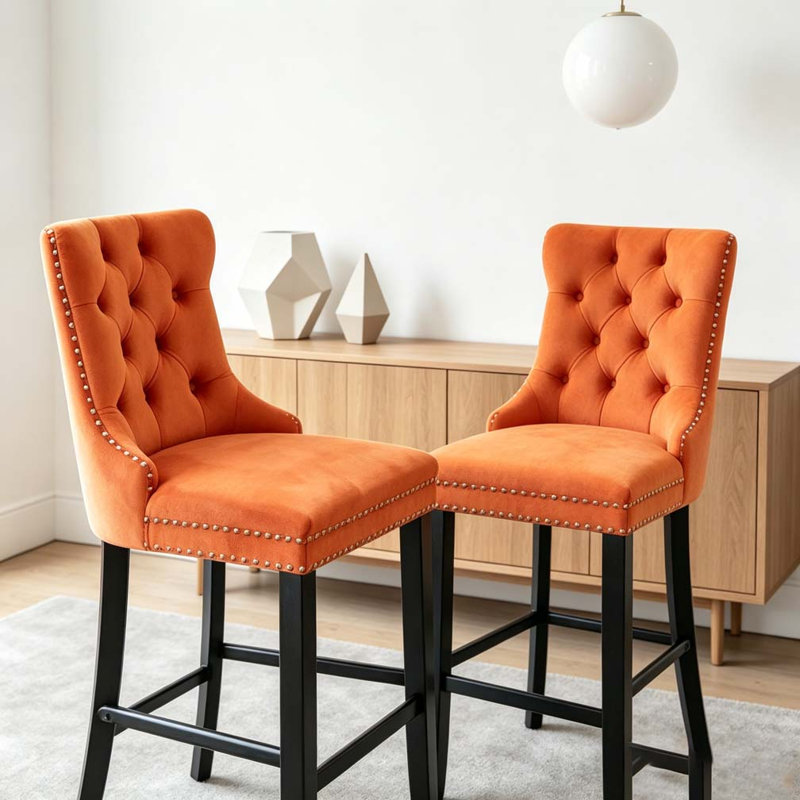 Chaise de salle à manger rembourrée moderne, Orange