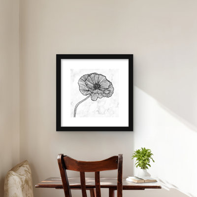 Bright Poppy Flower - Black Framed Matted Print | Home Decor