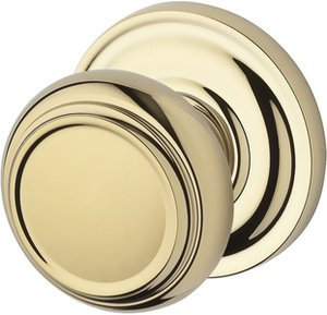 Traditional Privacy Door Knob with Round Rose, Polished Brass