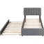 Lit plateforme tapissier gris avec lit gigogne