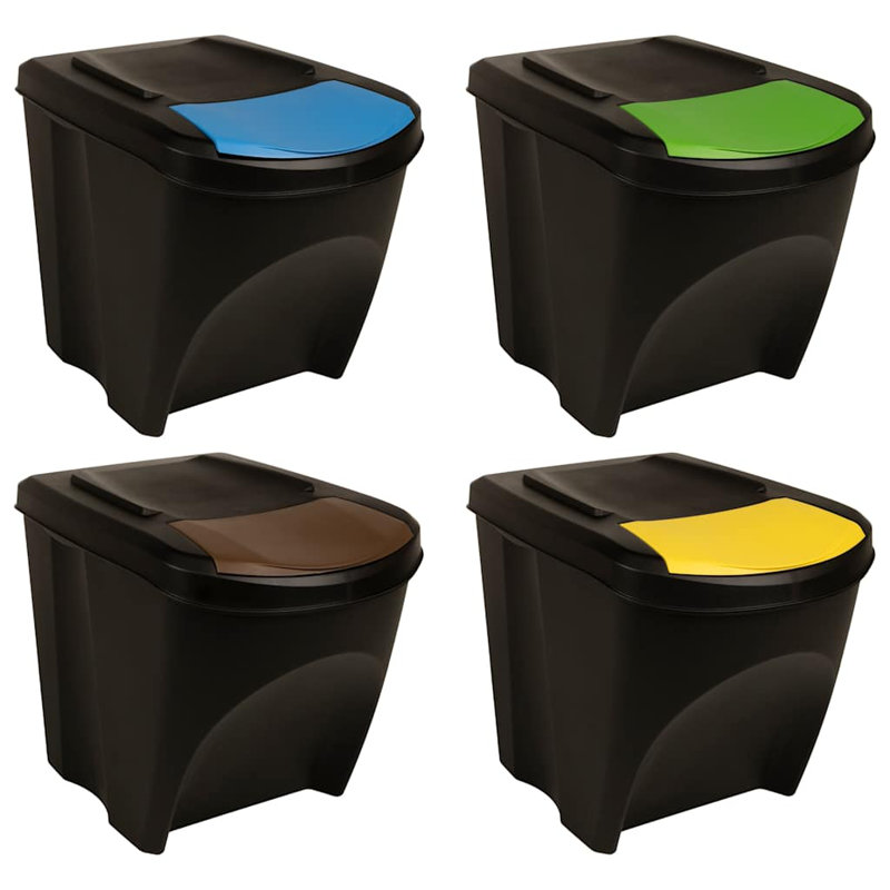vidaXL Stackable Garbage Bin Boxes Anthracite 26.4 gal Polypropylene