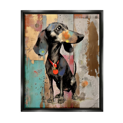 Teckel, collage moderne, impression sur bois