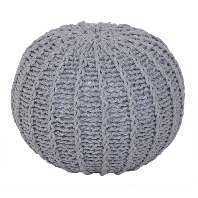 Cleeve 50cm Wide Round Solid Colour Pouffe Ottoman, Silver