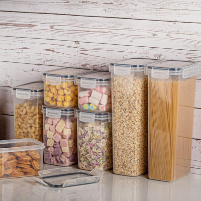 Contenants hermétiques pour aliments avec couvercles, contenants en plastique de 24 pièces pour cuisine et garde-manger pour céréales, aliments secs, farine et sucre, sans BPA, comprend 24 étiquettes