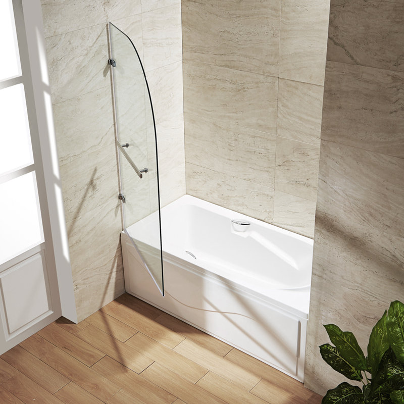 Orion 34" W x 58" H Hinged Frameless Tub Door with with 5/16" Clear Glass, Chrome
