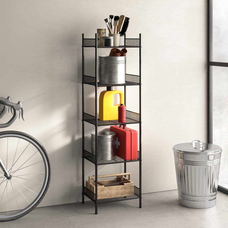 Moffitt 57" H x 12.6" W x 16.3" D 5 Tier Wire Shelving Unit Metal Storage Organizer Rack