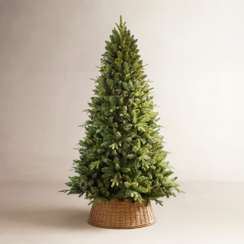 Arbre de Noël artificiel pré-éclairé avec lumières blanc chaud et embouts de branches mixtes en PVC / PE, 7'