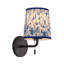 Éclairage pour meuble-lavabo mural noir mat 10 po avec abat-jour en lin plissé bleu Andrewson-1327296806-1327296809