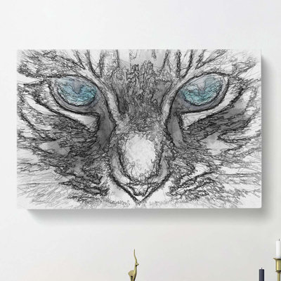 Bright Blue Cat Eyes in Abstract - Wrapped Canvas