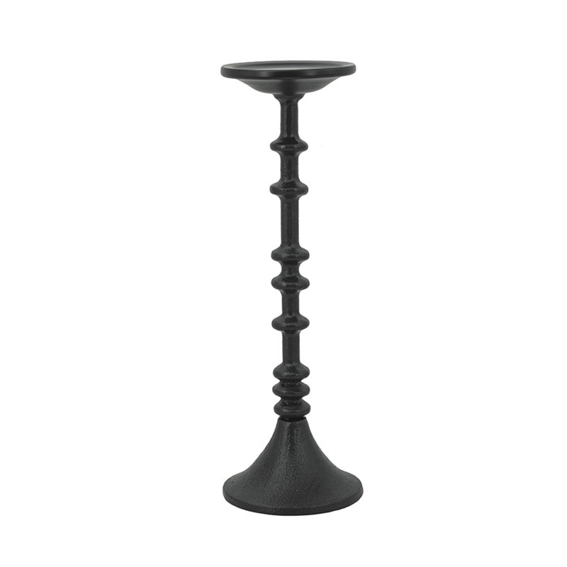 Porte-bougie décoratif en fer noir D4x13,5 po