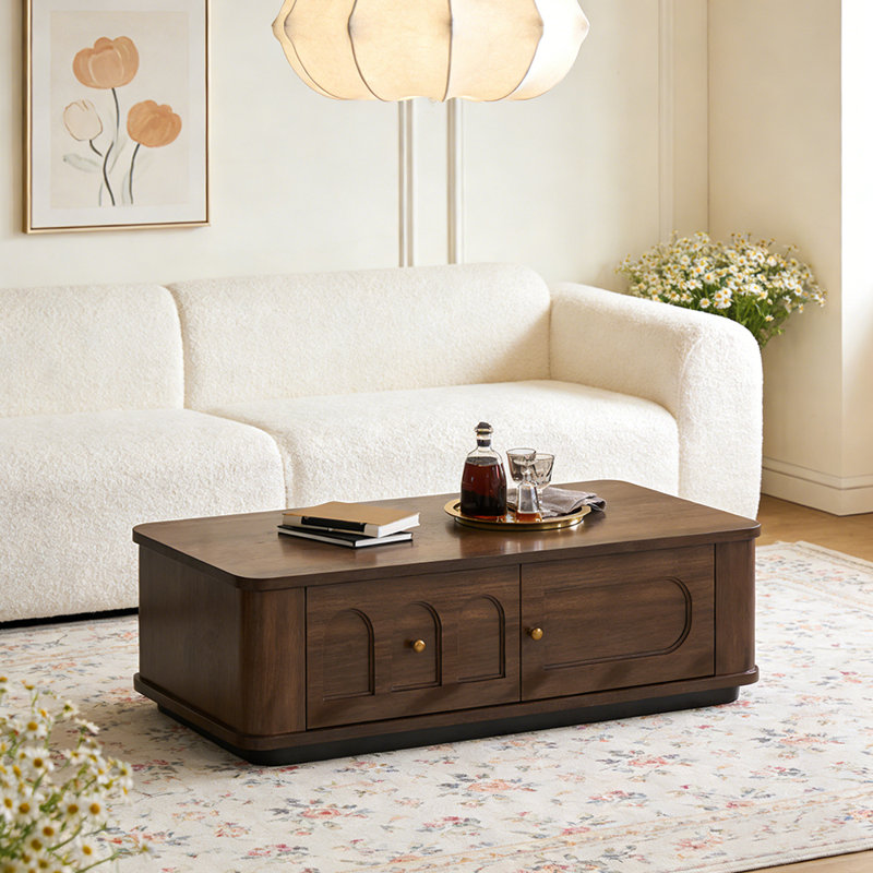 Table basse simple en bois avec rangement, H 12,99 po x L 51,18 po x l 23,62 po, Brown
