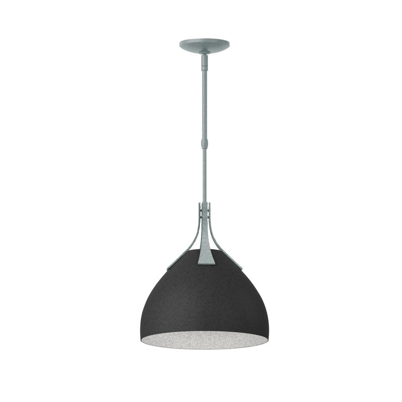 Luminaire suspendu en forme de dôme à 1 lumière Summit, Noir, Platine rétro