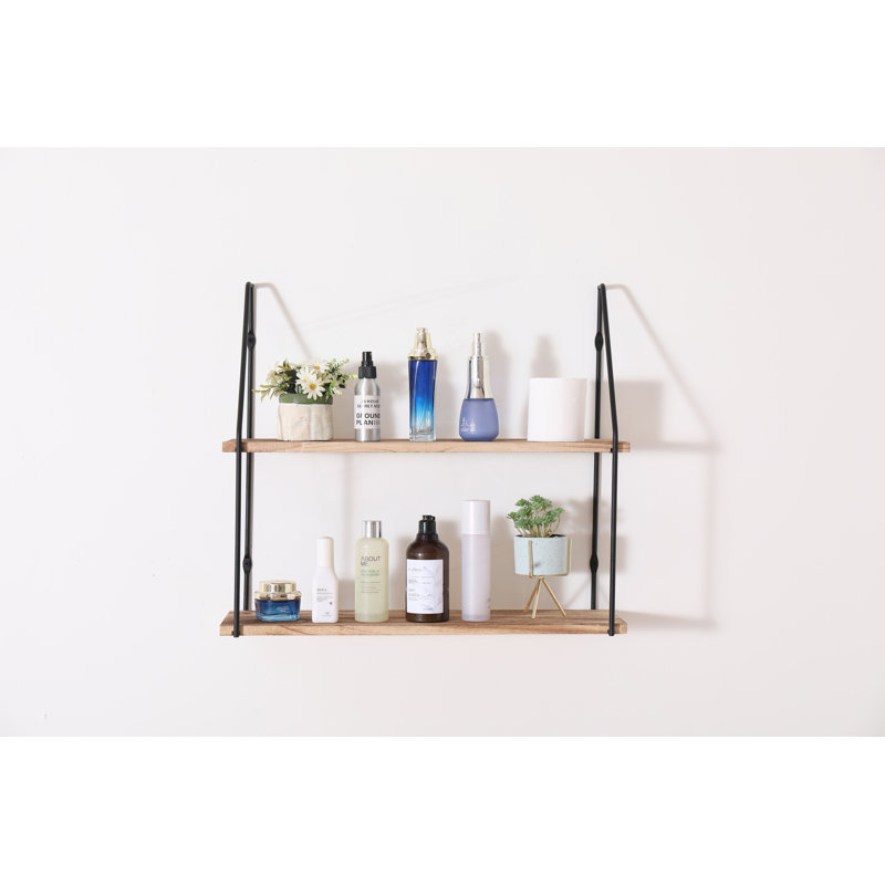 Floating Shelf With Metal Brackets, Wall Mounted Rustic Wall Storage
