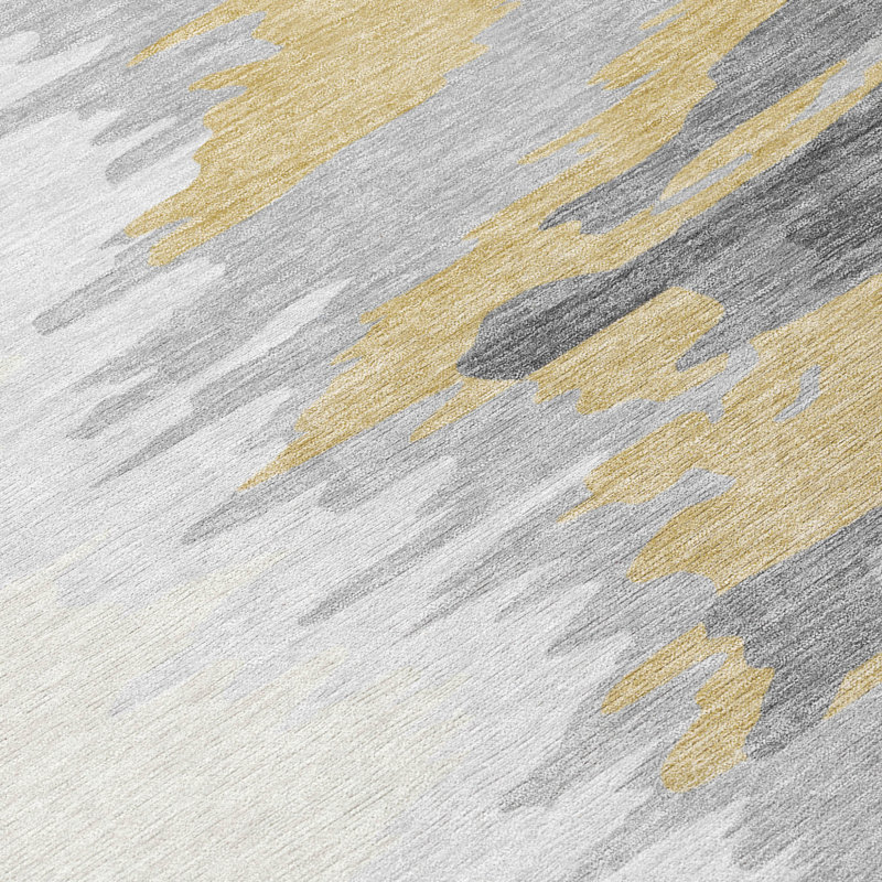 Tapis extérieur lavable abstrait gris anthracite et brun clair 10 pi x 14 pi