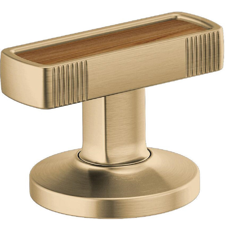 Kintsu® Widespread Lavatory Faucet with Low Spout, Luxe Gold, 1.2, Knob Handle with Wood Inlay