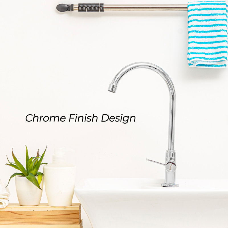 Kitchen Sink Tap Stainless Steel Single Lever Pillar Solid Brass Chrome Taps