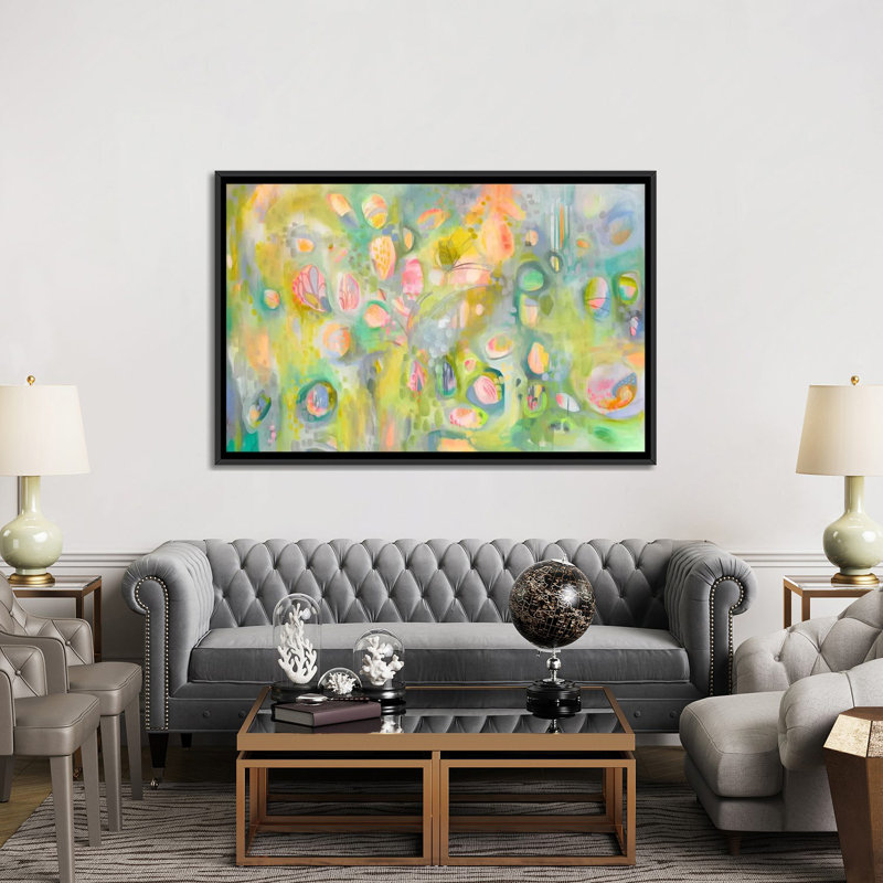 « amazement », reproduction de peinture à l’aquarelle sur toile tendue, H 40 po x l 60 po x P 1,5 po, Toile avec cadre noir