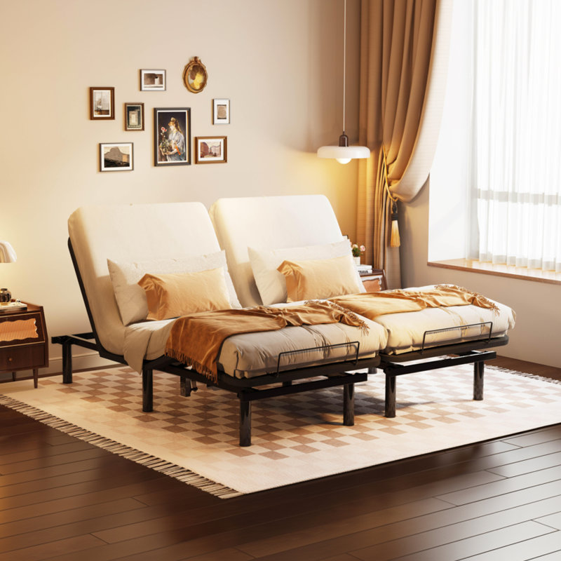 Boltz Adjustable Bed Frame with 5-Part Design & Corded Remote Control, Split King