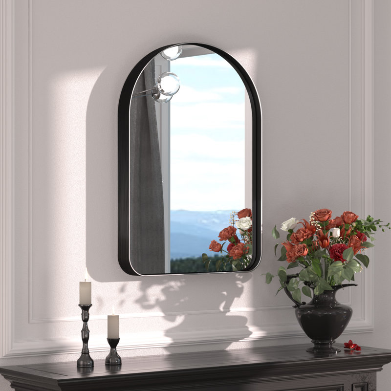 Miroir d'appoint mural Briannon, 20 po x 30 po, Noir