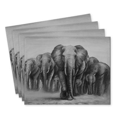 Herd of Elephants Polyester Placemat Set of 4 - Home Decor