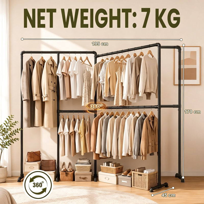 195cm Adjustable Clothing Rack