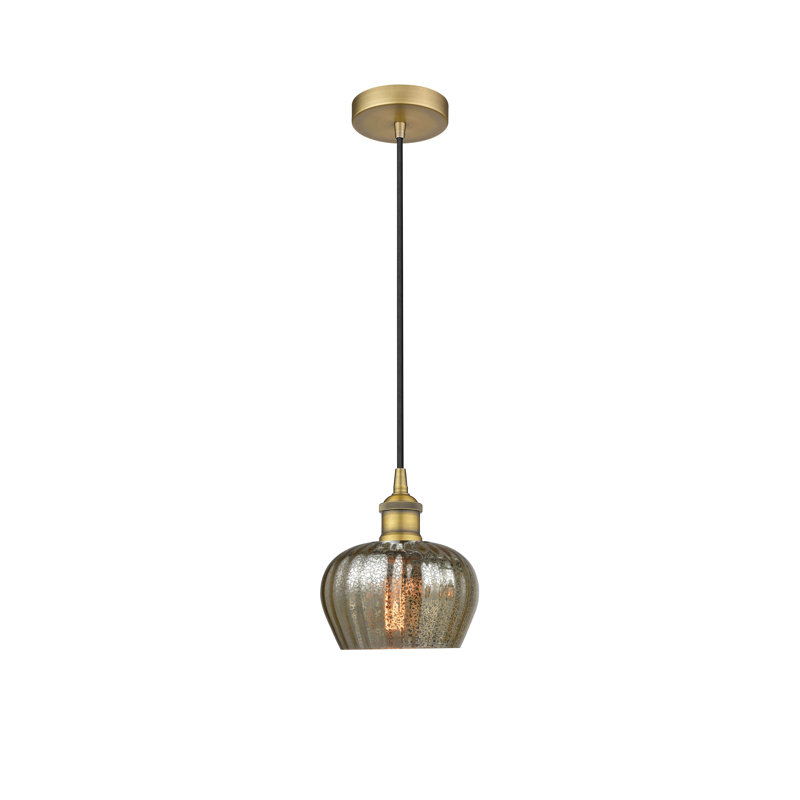 Luminaire suspendu en forme de dôme à 1 lumière Noille, Laiton brossé